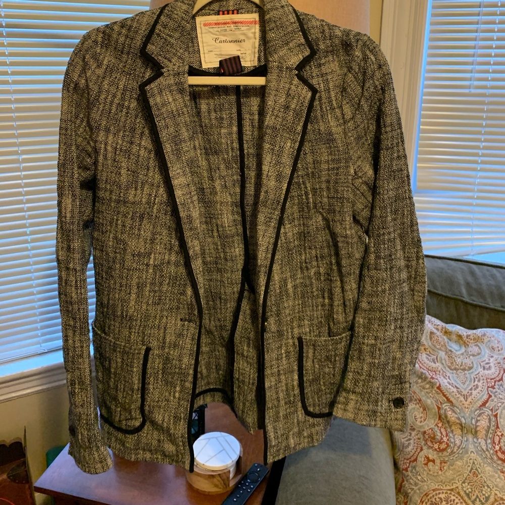 Anthropologie black white gray pattern blazer
